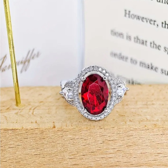 Simulated Diamond & Ruby Ring - Picture 6 of 6